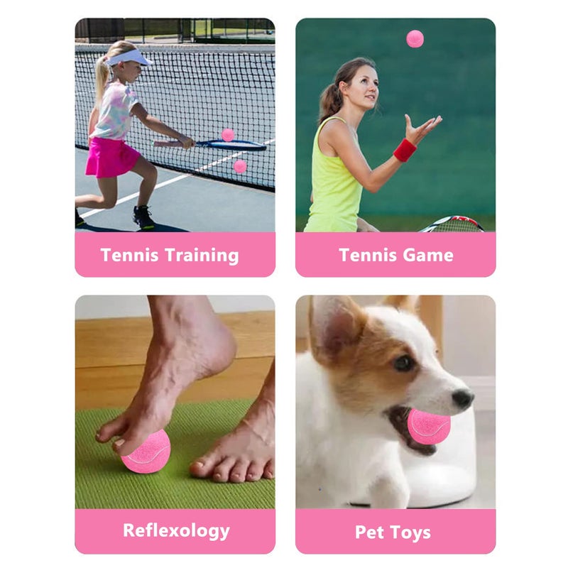 URBEST Tennis Balls, 12 Packs Training Tennis Balls Practice Balls for Novice Player, Pet Dog Playing Balls with Mesh Carry Bag (Pink) - Image 4